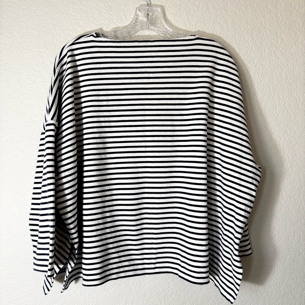 American Holic Striped Black and White Women's  Boxy Top Preppy Nautical Medium